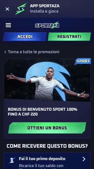 Bonus di Benvenuto Sportaza App