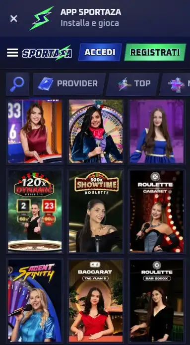 Live Casino su App Sportaza