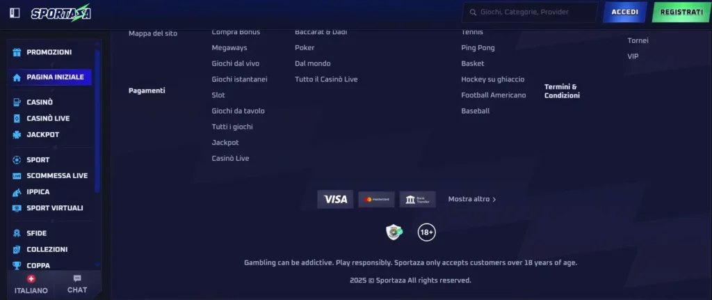 Metodi di Prelievo su Sportaza App